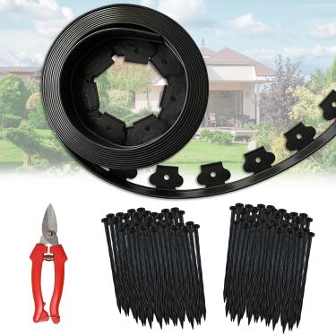 Imagem de Haisiey Borda De Cerca 80 Pés Para Paisagismo, Incluindo Tesoura Poda Jardim, Pontas, Canteiros Flores Gramado E (Preto - Pés)