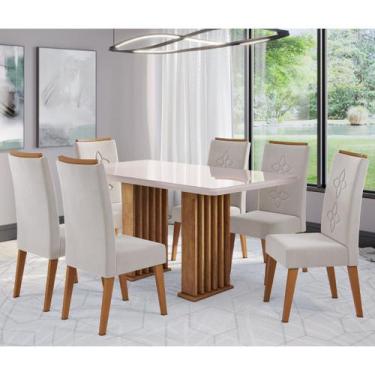 Imagem de Conjunto Sala de Jantar Laurent 160x90cm Tampo com Vidro e 6 Cadeiras 