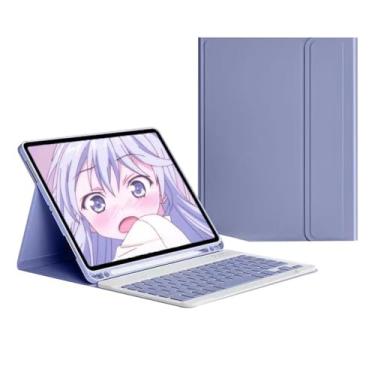 Imagem de Adequado para Tab S7 Plus teclado magnético Bluetooth de 12,4 polegadas com tampa do teclado (cinza lavanda, Estilo regular)