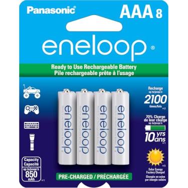 Imagem de Eneloop Panasonic BK-4MCCA8BA AAA 2100 Ciclo Ni-MH Baterias Recarregáveis Pré-Carregadas, Pacote com 8 Baterias