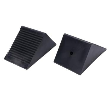 Imagem de Jiawu Mini conjunto de calços de borracha para rodas, 2 peças de 5x3x2-1/2 pol. Blocos de parada de roda para quadriciclos, cortadores de grama, scooters movidos a gasolina, design