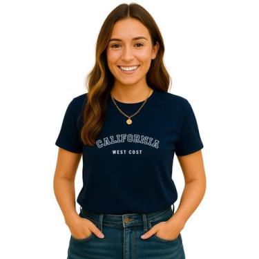 Imagem de Camiseta Feminina Premium California West Azul Marinho Manga Curta Gol