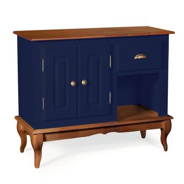 Imagem de Gabinete para Banheiro 2 Portas 1 Gaveta e Nicho Dália 3058 - Azul Petróleo/Imbuia Glazer
