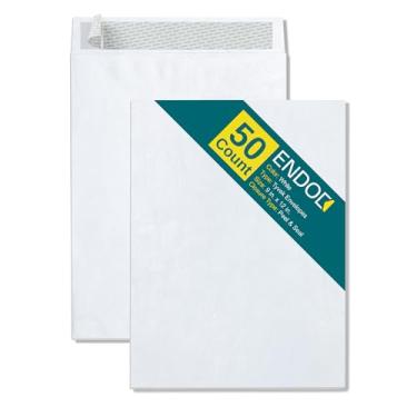 Imagem de Envelopes Tyvek – Envelopes resistentes a rasgos de 23 x 30 cm, estrutura Tyvek e fecho fácil de selar – Branco brilhante – Pacote de 127 – 23 x 30 cm