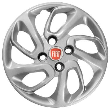 Imagem de Jogo 4 Calotas Aro 14 Logo Fiat Uno Attractive 2015 16 Prata