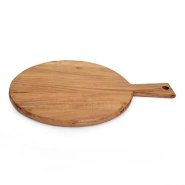 Imagem de Tábua de cortar e cortar madeira de acácia reversível para cozinha com alça para carne, legumes, frutas, pão, travessa de servir para queijo gourmet e charcutaria para sala de jantar 40 x 30 cm