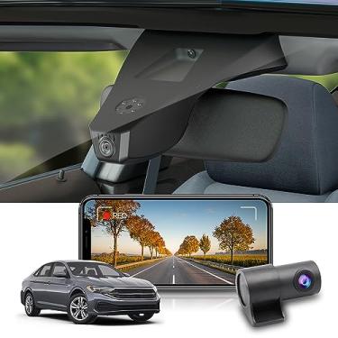 Imagem de Fitcamx Câmera frontal 4K + traseira 1080P para VW Jetta 1.4T 1.5T Sport S R-line SE SEL (HD2-68437), estilo OEM, vídeo HD duplo, WiFi e aplicativo integrados, gravação em loop, sensor de