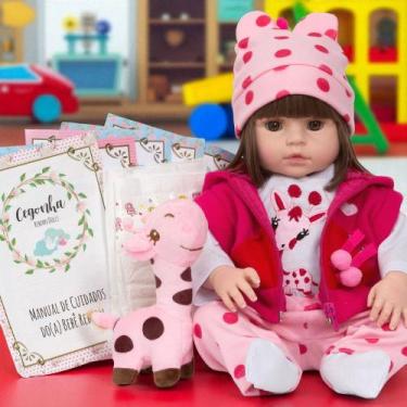 Imagem de Bebe Reborn Realista Menina Girafinha Pode Dar Banho 46cm - Cegonha Re