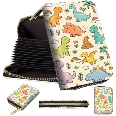 Imagem de Carteira pequena com suporte de cartão para mulheres, estojo pequeno com zíper para cartão de crédito com bloqueio RFID, organizador compacto de couro PU para meninas, carteira feminina com estampa