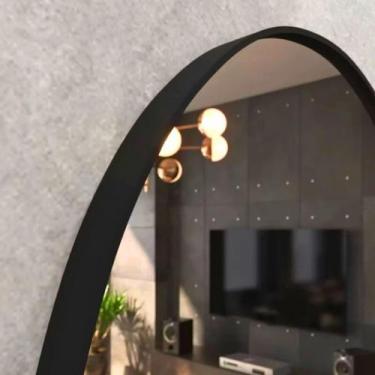 Imagem de Espelho Orgânico Decorativo Oval 60x40cm Moldura Em Couro - Dekore Gla