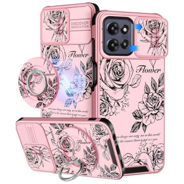Imagem de Buleens Capa para Moto G Power 2025 - Capa para Motorola Moto G Play 2025 linda projetada com suporte de anel e capa de câmera feminina estética feminina kawaii exclusiva rosa capa de telefone
