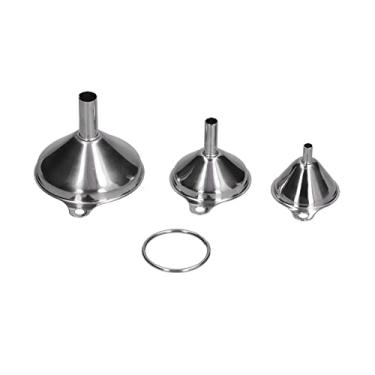 Imagem de Grcfumo 3 PCs Funis de aço inoxidável, funil de garrafas de preenchimento de alimentos, kit de funil de enchimento multifuncional para transferir óleos essenciais, líquido, fluido