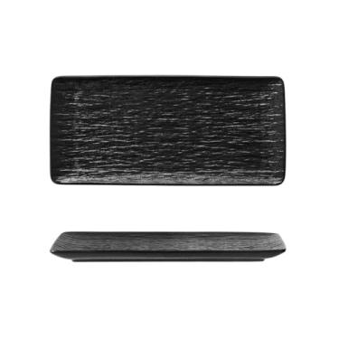 Imagem de Prato retangular fosco de cerâmica japonesa utensílios de mesa criativos simples - prato retangular de 25,4 cm - preto