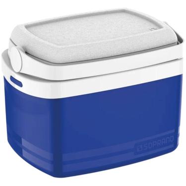 Imagem de Caixa Térmica Soprano Azul com Alça Articulável Cooler 5L Tropical Praia Camping
