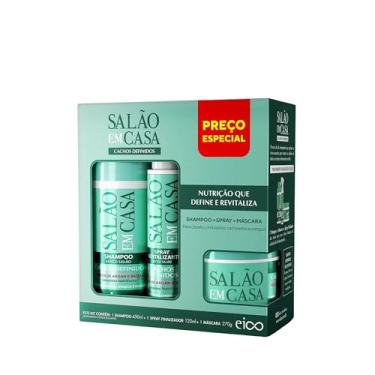 Imagem de Eico Kit Salão em Casa Cachos Definidos Shampoo 450ml + Spray Finalizador 120ml + Máscara 270g