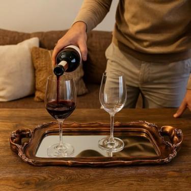 Imagem de Bandeja Espelhada Decorativa Grande Vintage com Moldura Provençal 50 Cm Casa Escritorio Aparador (Cobre Antigo)