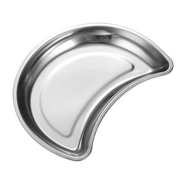 Imagem de Generic Bandeja de Servir de aço Inoxidável, Prato em Formato de Lua, Prato para Comida, Bandeja de Frutas, Travessa de Servir, Prata, Tamanho real