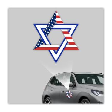 Imagem de (2 peças) Adesivo de para-choque bandeira americana estrela de Davi símbolo judaico patriótico orgulho dos EUA UV DTF design decalque para janela de carro, laptop, parede, impermeável, decoração