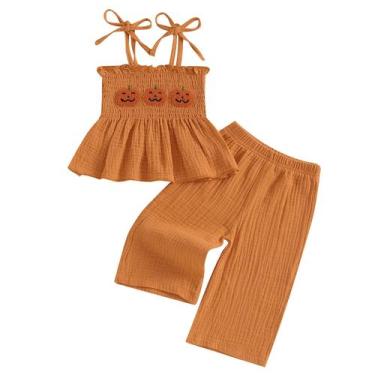 Imagem de Roupa infantil para menina, calça regata de abóbora Kayotuas 9-12M