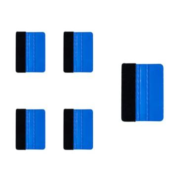 Imagem de WEAXIO 5 peças de rodo de borda de feltro de plástico de 10 cm - ferramenta aplicadora de decalque de vinil para carro com borda de feltro preta - Aplicação sem bolhas para tinta, adesivos, gráficos