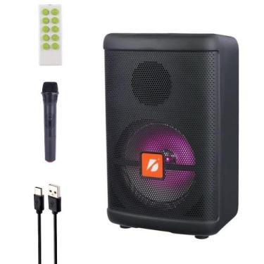 Imagem de Caixa Som Amplificada Bluetooth Radio Microfone Controle Karaoke Ampli