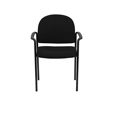 Imagem de Flash Furniture Cadeira de recepção lateral de aço empilhável com braços Comfort Black Fabric