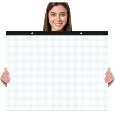 Imagem de Large Engineering Graph Paper - 22" x 17" Grid Paper Notepad, 4"x4" Blue Grid Paper Pad Giant Drafting Pad Sketching Graph Paper, 50 Sheets/100 Pages for Engineer Architect Designer Mathematician