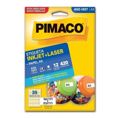 Imagem de Etiqueta inkjet/laser A5Q1837 c/ 12 fls Pimaco
