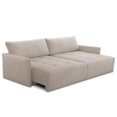 Imagem de Sofá Retrátil Reclinável Para Sala 4 Lugares 262cm Merano L06 Linho Cru - Lyam Decor
