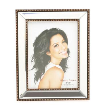 Imagem de Porta Retrato Decorativo de Plástico Espelhado Moldura Bronze Top 15cm