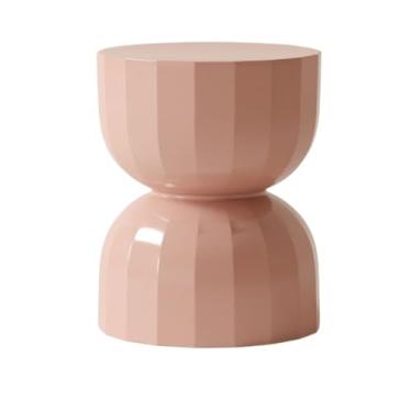 Imagem de Mesa lateral minimalista para sofá, mesa lateral, mini, redonda, pequena, mesa de cabeceira para quarto, sala de estar (rosa)