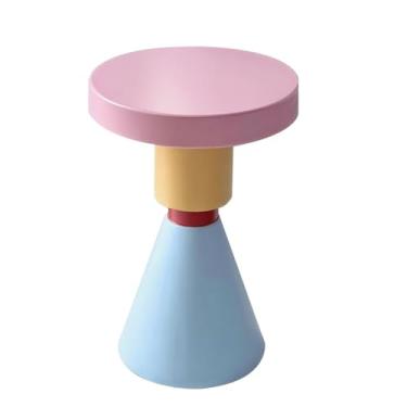 Imagem de Mesa lateral minimalista colorida pequena mesa redonda sofá lateral mini armazenamento quarto canto de cabeceira