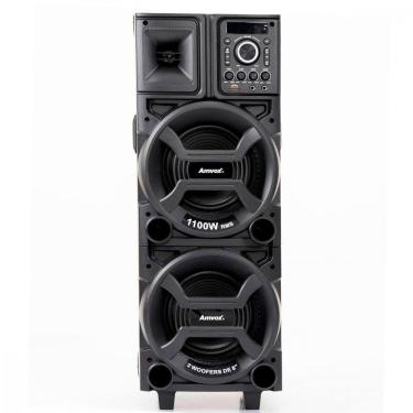 Imagem de Caixa De Som Amvox Duplo 8 1100W Led Bluetooth USB SD Bivolt Preto