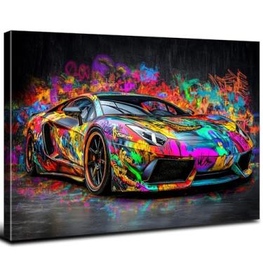 Imagem de Pintura em tela de arte de parede de carro grafite para homens decoração de caverna pop Banksy decoração de parede moderna imagens abstratas impressão Lamborghini pôsteres sala de estar quarto