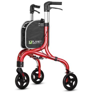 Imagem de Planetwalk Andador Adulto Idoso com Apoio de Braço, Assento Acolchoado e Cesto, Suporta até 117 kg, Vermelho