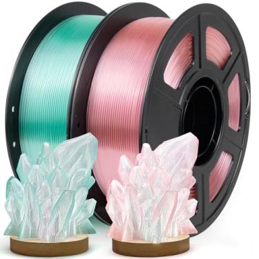 Imagem de IEMAI Filamento PETG transparente 1,75 mm Pacote de 2 kg, ciano + filamento de impressora 3D transparente rosa até 600 mm/s Impressão para Halloween, Natal e projetos criativos