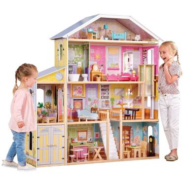Imagem de Casa de Bonecas de Madeira com 34 Acessórios para Crianças a partir de 3 anos, KIDKRAFT...