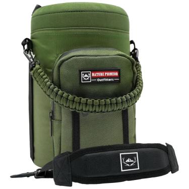 Imagem de Bolsa Térmica para Garrafa 1L com Alça para Transporte e Bolsos, Garrafa não incluída, NATURE PIONEOR, Verde