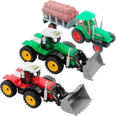 Imagem de Kit 3 Tratores Escavadeira Caçamba Madeireira Lenhador
