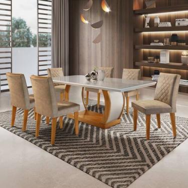 Imagem de Conjunto Sala de Jantar Mesa Tampo de Vidro 6 Cadeiras Luanda - Rufato
