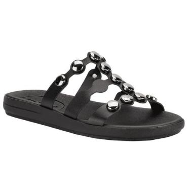 Imagem de Rasteira Moleca Feminina Tiras Design Elegante Preta 5525105, Preto, 3