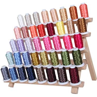 Imagem de Rosca para máquina de bordado de poliéster Threadart 40 Spool | carretéis de 500 m 40 W | Para máquinas Brother Babylock Janome Singer Pfaff Husqvarna Bernina - 4 conjuntos disponíveis, 40 500m Brilliant Colors