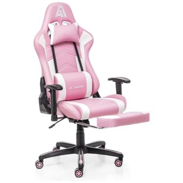 Imagem de AA Cadeira de Escritório Gamer Reclinável e Ergonômica com Apoio de Braço Ajustável, Rosa