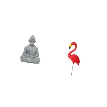 Imagem de Fenteer Escultura de Jardim de Buda E Flamingo Inspirada em Sun Wukong, Estátua de Fusão para Pátio de Hotel, Quintal, Feriado, Decoração de Enfeite de Fada D