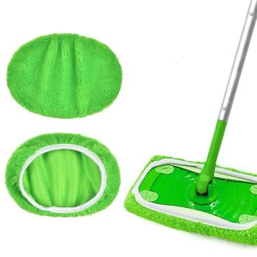 Imagem de 1 almofada de substituição de esfregão de limpeza de microfibra - pano de esfregão de chão plano, lavável e durável, adequado para uso úmido e seco, fácil de limpar (verde)