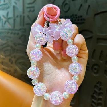 Imagem de Lindas correntes de celular com contas de gelo criativas coloridas para chaveiros, acessórios para bolsa de mão, rosa, tamanho �nico
