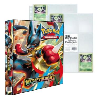 Imagem de Álbum Pasta Fichário Pokemon Mega Evolução com 20 Folhas Plásticas Cartas Cards Coleção TCG Jogo