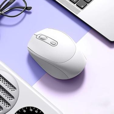 Imagem de Mouse sem fio, 2,4 GHz com mini receptor USB e BT 5.2, mouse silencioso para computador, rastreamento óptico de 1600 DPI, compatível com Windows, Chromebook, Mac, laptop, tablets, branco (pilhas não