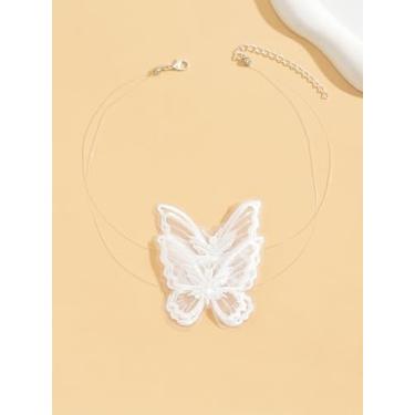 Imagem de Colar com pingente de ouro delicado de ouro/prata, zircônia cúbica banhado a ouro 18K, olho turco/borboleta, 45,7 cm + 5,7 cm, corrente ajustável, joia moderna para mulheres, Medium, Latão, Sem Pedra