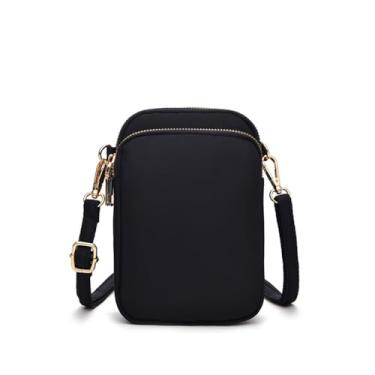Imagem de Bolsa transversal multifuncional de nylon com zíper (preto), Preto, Clássico